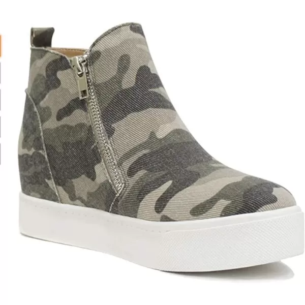 Soda Womens Taylor Nubuck Hight Top Slip On Fashion SneakersLkha Camo