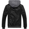 imageSzory Mens Winter PU Leather Jacket Motorcycle Biker Bomber Jacket with Removable Hood