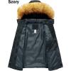 imageSzory Womens Down Thicken Winter Coat Quilted Warm Puffer Jacket with Removable Fur HoodGloss Black