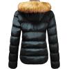 imageSzory Womens Down Thicken Winter Coat Quilted Warm Puffer Jacket with Removable Fur HoodGloss Black