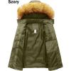 imageSzory Womens Down Thicken Winter Coat Quilted Warm Puffer Jacket with Removable Fur HoodMilitary Green