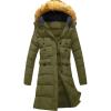 imageSzory Womens Winter Down Puffer Mid Length Pocket Coat with Removable Fur Hood