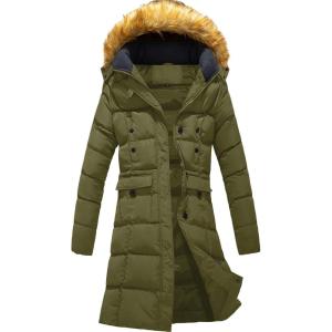 imageSzory Womens Winter Down Puffer Mid Length Pocket Coat with Removable Fur Hood