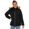 imageSzory Womens Winter Thicken Coats Warm Short Puffer Jackets with Removable Fur HoodBlack