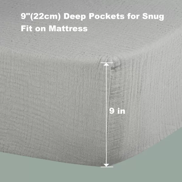 BIG ELEPHANT Crib Sheets, Fitted Crib Mattress Sheets Muslin Cotton for Baby, Ultra Soft and Breathable - 28"x 52", Light Blue