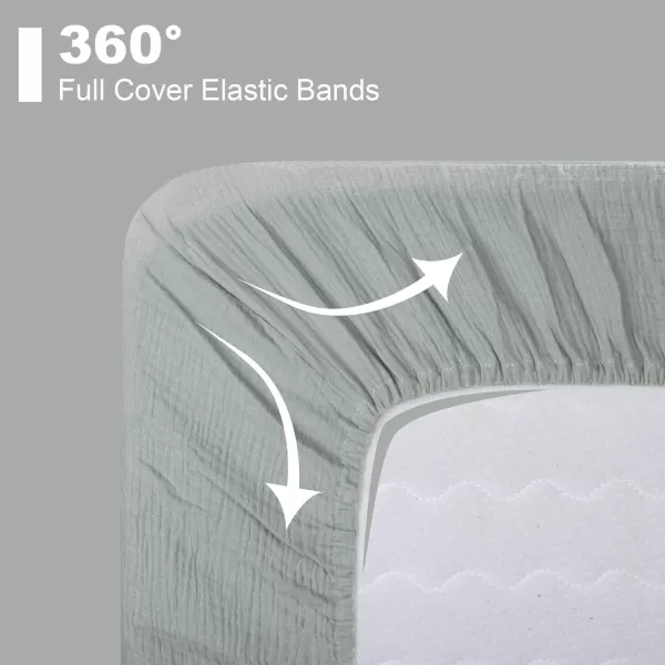 BIG ELEPHANT Crib Sheets, Fitted Crib Mattress Sheets Muslin Cotton for Baby, Ultra Soft and Breathable - 28"x 52", Light Blue