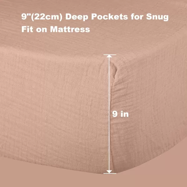 BIG ELEPHANT Crib Sheets, Fitted Crib Mattress Sheets Muslin Cotton for Baby, Ultra Soft and Breathable - 28"x 52", Light Blue