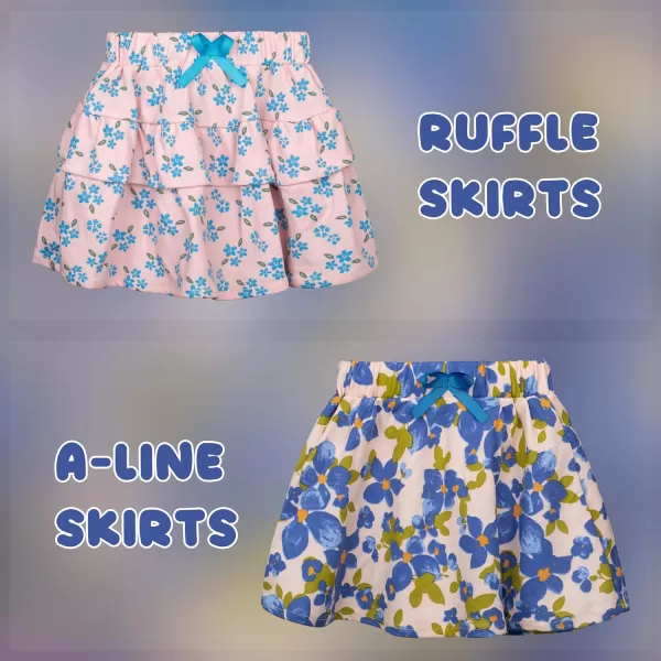 BIG ELEPHANT Toddler Girls Pull on Skirt, Girls Ruffle/A line Scooter Skirts