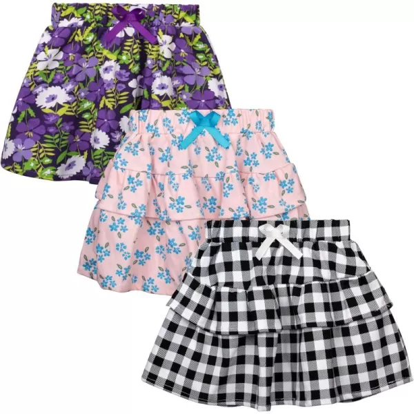 BIG ELEPHANT Toddler Girls Pull on Skirt, Girls Ruffle/A line Scooter Skirts