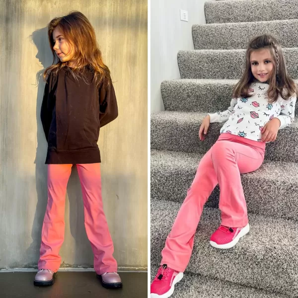 BIG ELEPHANT Girls Flare Leggings, Bootcut Yoga Pants for Kids, High Waisted Bell Bottoms for Dance Workout