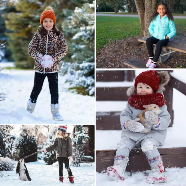BIG ELEPHANT Girls Fleece Lined Leggings, Toddler Winter Warm Pants, High Waisted Soft Stretch Kids Thermal Tights