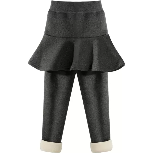 BIG ELEPHANT Girls Winter Legging with Skirts, Fleece Lined Thick Warm Pantskirt for Toddlers, Kids Cotton Tights