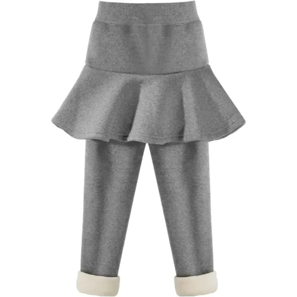 BIG ELEPHANT Girls Winter Legging with Skirts, Fleece Lined Thick Warm Pantskirt for Toddlers, Kids Cotton Tights