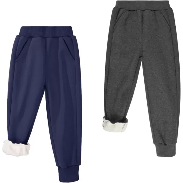 BIG ELEPHANT Winter Jogger Pants for Boys Girls, Kids Fleece Lined Sweatpants