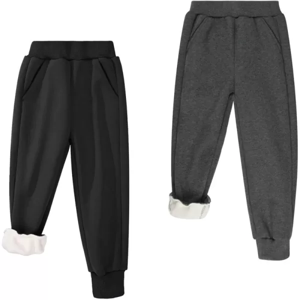 BIG ELEPHANT Winter Jogger Pants for Boys Girls, Kids Fleece Lined Sweatpants