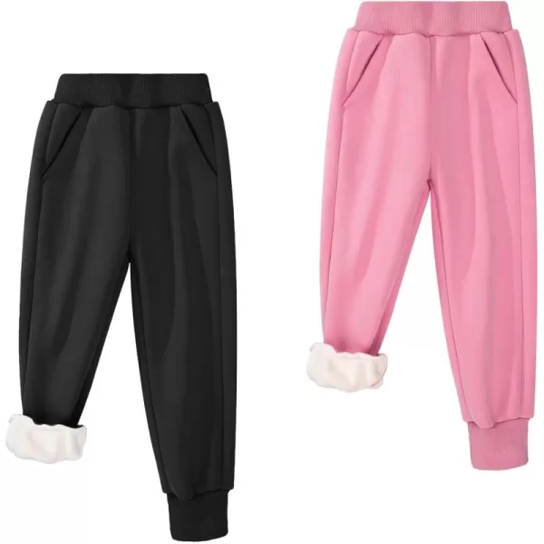 BIG ELEPHANT Winter Jogger Pants for Boys Girls, Kids Fleece Lined Sweatpants