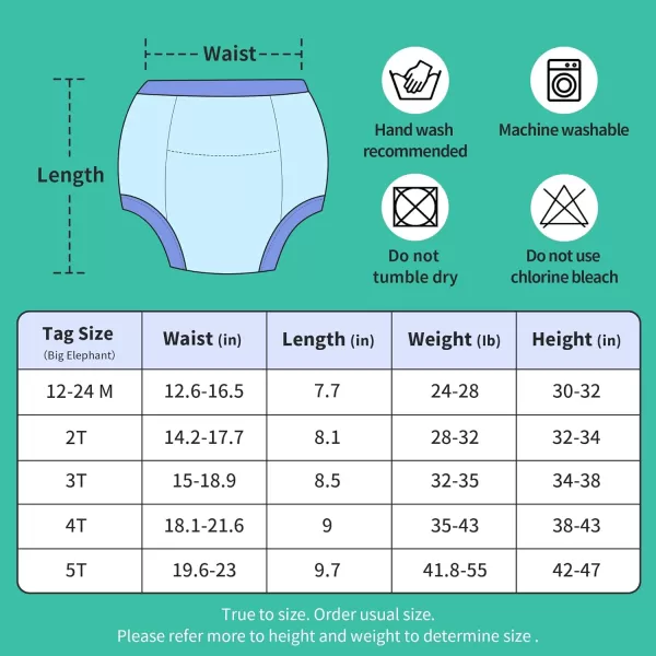 BIG ELEPHANT 4 Pack Potty Training Pants for Babay Boys and Girls, Cotton Reusable Training Underwear