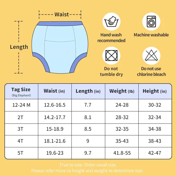 BIG ELEPHANT 4 Pack Potty Training Pants for Babay Boys and Girls, Cotton Reusable Training Underwear