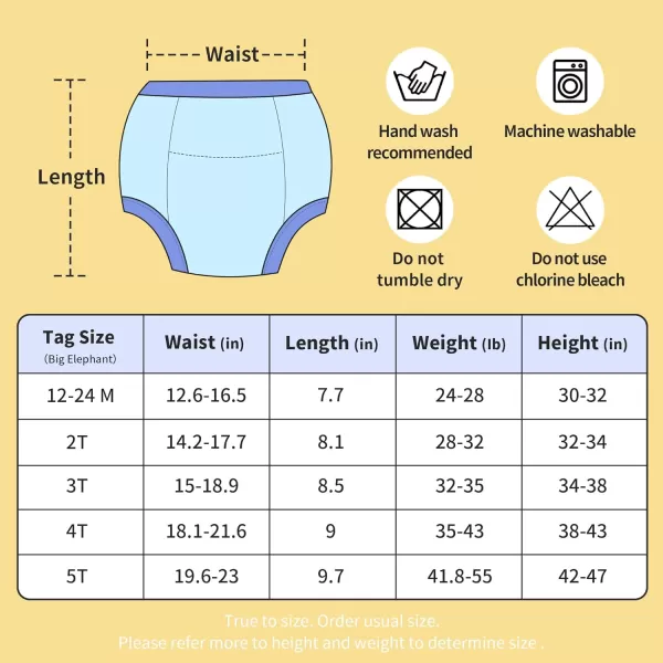 BIG ELEPHANT 4 Pack Potty Training Pants for Babay Boys and Girls, Cotton Reusable Training Underwear