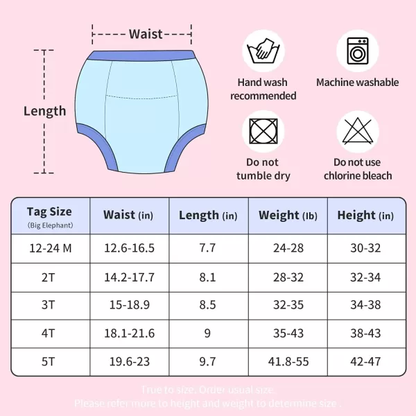 BIG ELEPHANT 4 Pack Potty Training Pants for Babay Boys and Girls, Cotton Reusable Training Underwear