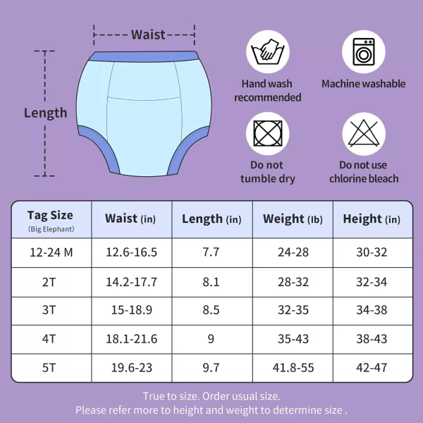 BIG ELEPHANT 4 Pack Potty Training Underwear, 100% Cotton Reusable Training Pants for Toddler