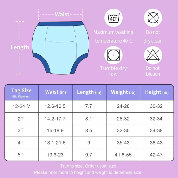 BIG ELEPHANT 8-Pack Toddler Potty Training Pants, Cotton Toilet Training Underwear for Boys and Girls12 Months - 5 Years