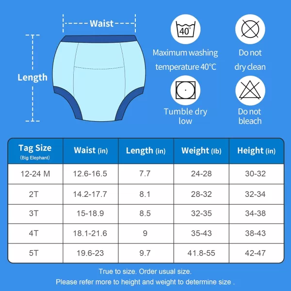 BIG ELEPHANT 8-Pack Toddler Potty Training Pants, Cotton Toilet Training Underwear for Boys and Girls12 Months - 5 Years