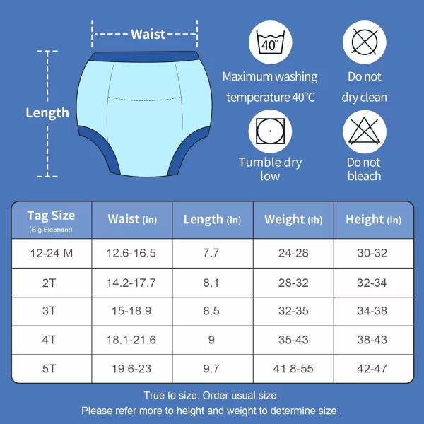 BIG ELEPHANT 8-Pack Toddler Potty Training Pants, Cotton Toilet Training Underwear for Boys and Girls12 Months - 5 Years