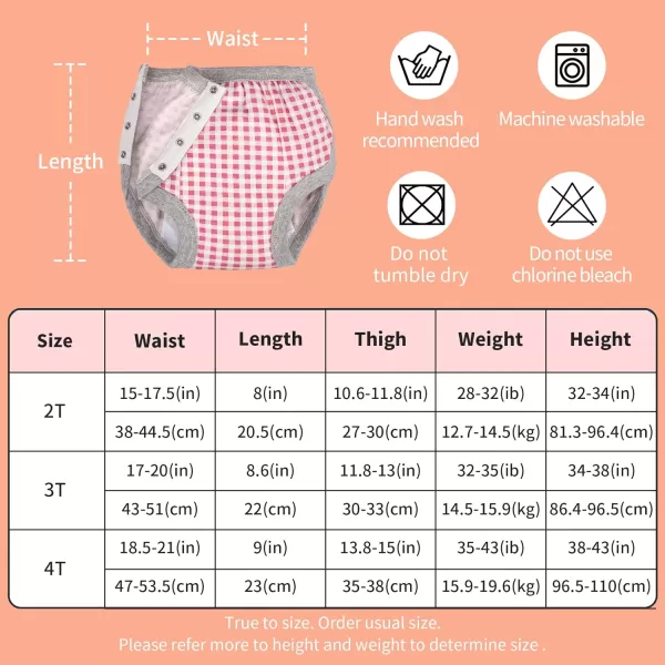 BIG ELEPHANT Baby Side Button Training Pants, Reusable Snaps on 100% Cotton Training Underwear for Toddler 2 Years - 4 Years