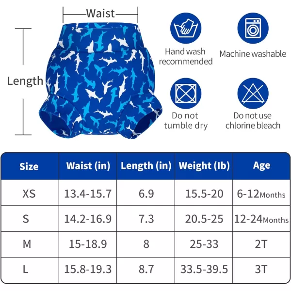 BIG ELEPHANT Baby Swim Diapers 3pcs, Reusable Adjustable Washable Waterproof Swimming Diaper for Boy's and Girl's, 3T