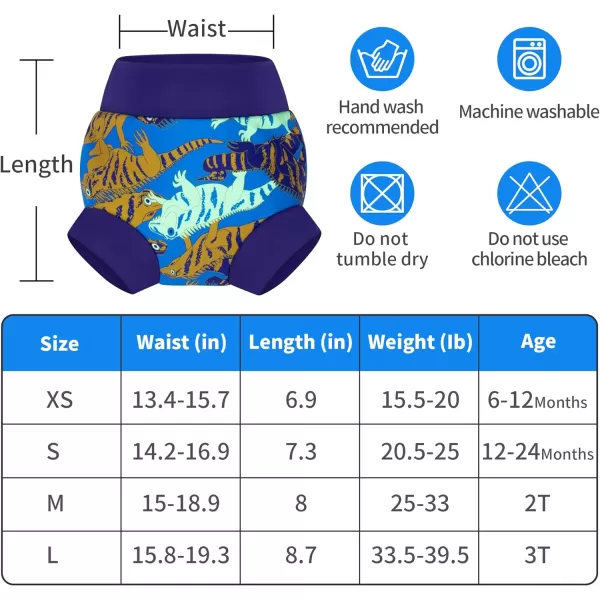 BIG ELEPHANT Baby Swim Diapers 3pcs, Reusable Adjustable Washable Waterproof Swimming Diaper for Boy's and Girl's, 3T