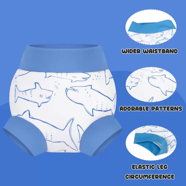 BIG ELEPHANT Baby Swim Diapers 3pcs, Reusable Adjustable Washable Waterproof Swimming Diaper for Boy's and Girl's, 3T