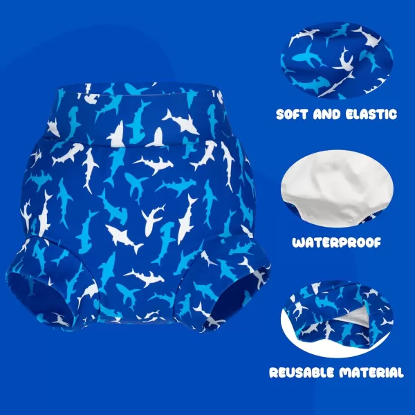 BIG ELEPHANT Baby Swim Diapers 3pcs, Reusable Adjustable Washable Waterproof Swimming Diaper for Boy's and Girl's, 3T