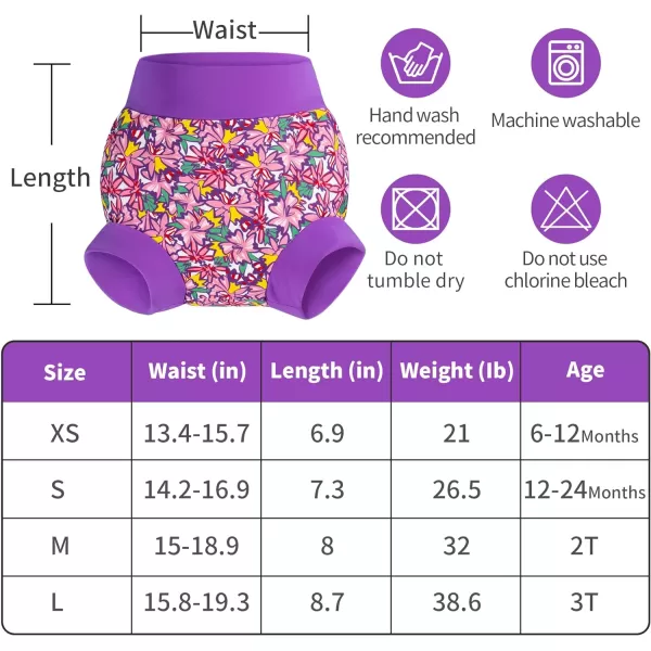 BIG ELEPHANT Baby Swim Diapers 3pcs, Reusable Adjustable Washable Waterproof Swimming Diaper for Boy's and Girl's, 3T