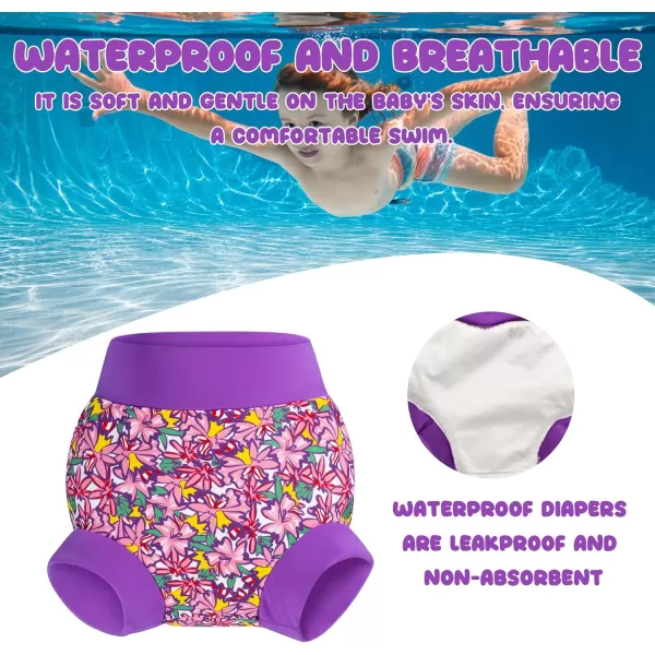 BIG ELEPHANT Baby Swim Diapers 3pcs, Reusable Adjustable Washable Waterproof Swimming Diaper for Boy's and Girl's, 3T