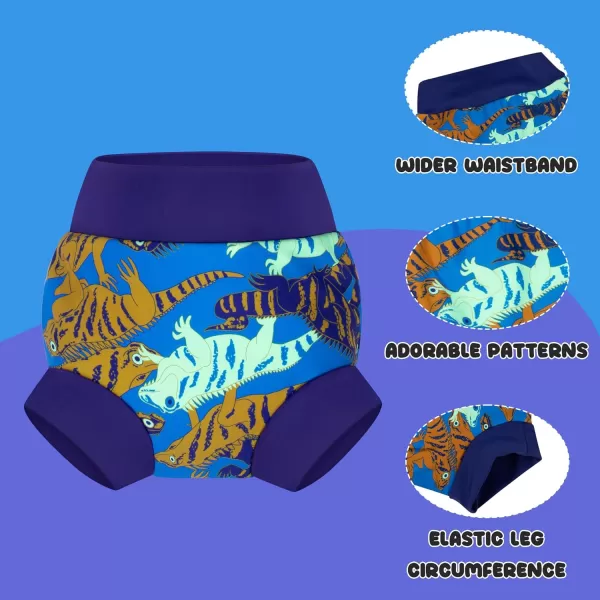 BIG ELEPHANT Baby Swim Diapers 3pcs, Reusable Adjustable Washable Waterproof Swimming Diaper for Boy's and Girl's, 3T