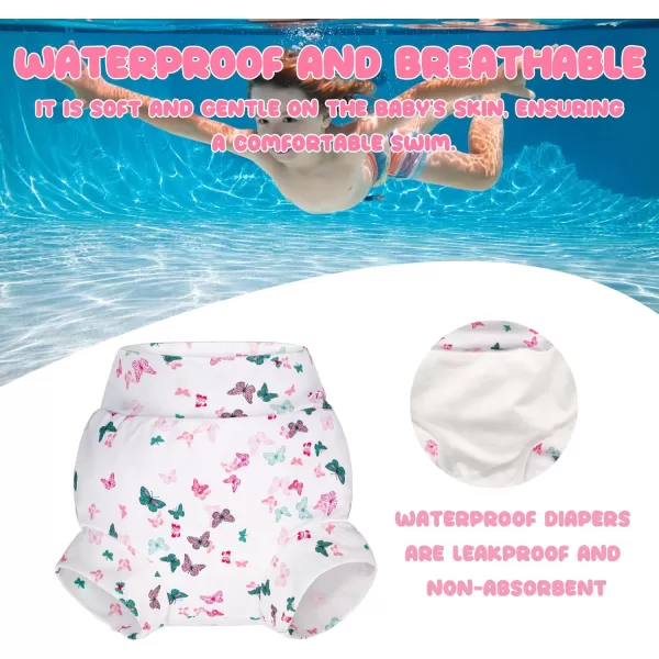 BIG ELEPHANT Baby Swim Diapers 3pcs, Reusable Adjustable Washable Waterproof Swimming Diaper for Boy's and Girl's, 3T