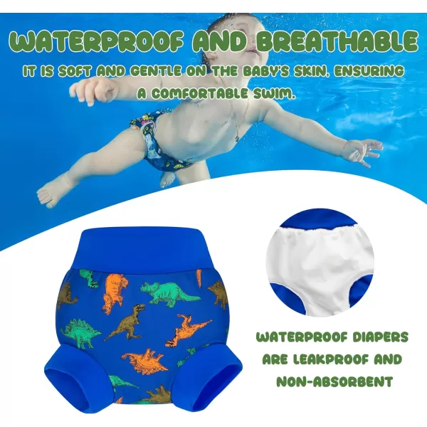 BIG ELEPHANT Baby Swim Diapers 3pcs, Reusable Adjustable Washable Waterproof Swimming Diaper for Boy's and Girl's, 3T