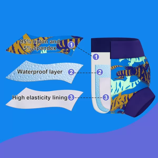 BIG ELEPHANT Baby Swim Diapers 3pcs, Reusable Adjustable Washable Waterproof Swimming Diaper for Boy's and Girl's, 3T