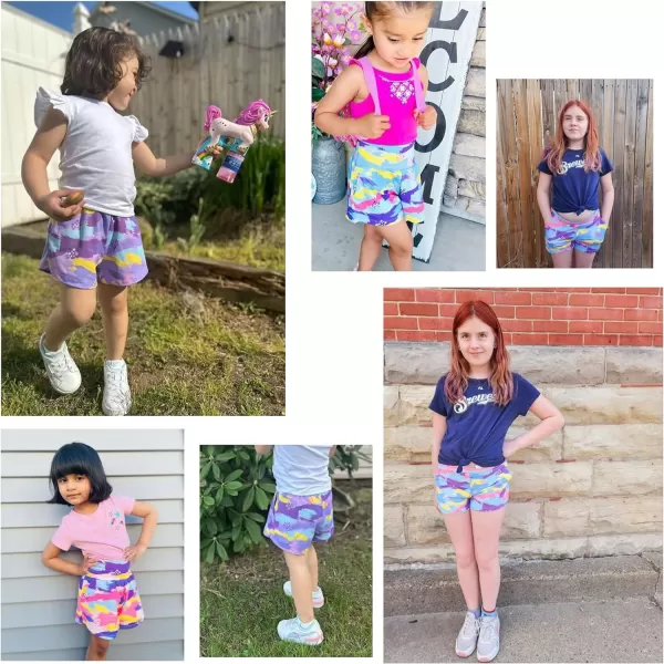 BIG ELEPHANT Girls Athletic Shorts with Pockets, Basketball Soccer Running Cheer Gym Active Short for Youth Kids 4-14 Years