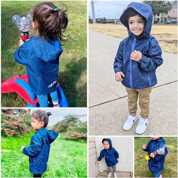 BIG ELEPHANT Kids Rain Jacket Hooded Fleece Lined Waterproof Raincoats Lightweight Breathable for Boys Girls