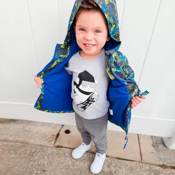 BIG ELEPHANT Kids Rain Jacket Hooded Fleece Lined Waterproof Raincoats Lightweight Breathable for Boys Girls