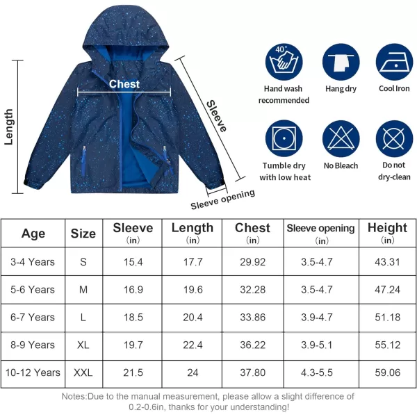 BIG ELEPHANT Kids Rain Jacket Hooded Fleece Lined Waterproof Raincoats Lightweight Breathable for Boys Girls