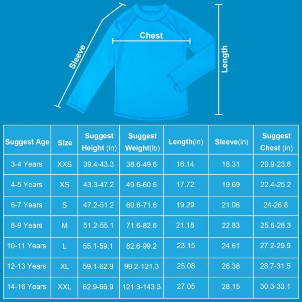 BIG ELEPHANT Kids Rash Guard Swim Shirt UPF 50+ Long Sleeve Rashguard Swimwear Surf Tops Sun Protection for Boys Girls