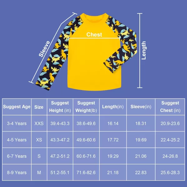 BIG ELEPHANT Kids Rash Guard Swim Shirt UPF 50+ Long Sleeve Rashguard Swimwear Surf Tops Sun Protection for Boys Girls