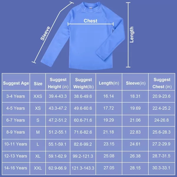 BIG ELEPHANT Kids Rash Guard Swim Shirt UPF 50+ Long Sleeve Rashguard Swimwear Surf Tops Sun Protection for Boys Girls