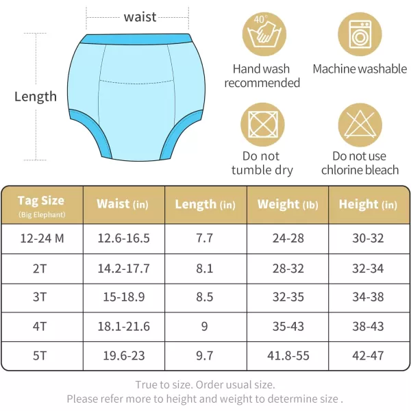 BIG ELEPHANT Potty Training Pants for Baby Boys' and Girl' 100% Cotton Waterproof Training Underwear