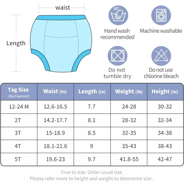 BIG ELEPHANT Potty Training Pants for Baby Boys' and Girl' 100% Cotton Waterproof Training Underwear