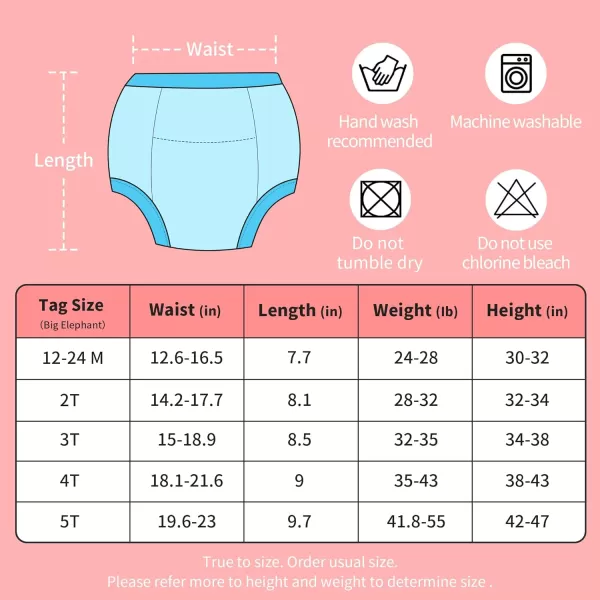 BIG ELEPHANT Potty Training Pants for Baby Boys' and Girl' 100% Cotton Waterproof Training Underwear