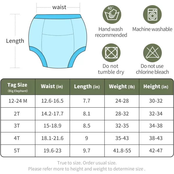 BIG ELEPHANT Potty Training Pants for Baby Boys' and Girl' 100% Cotton Waterproof Training Underwear